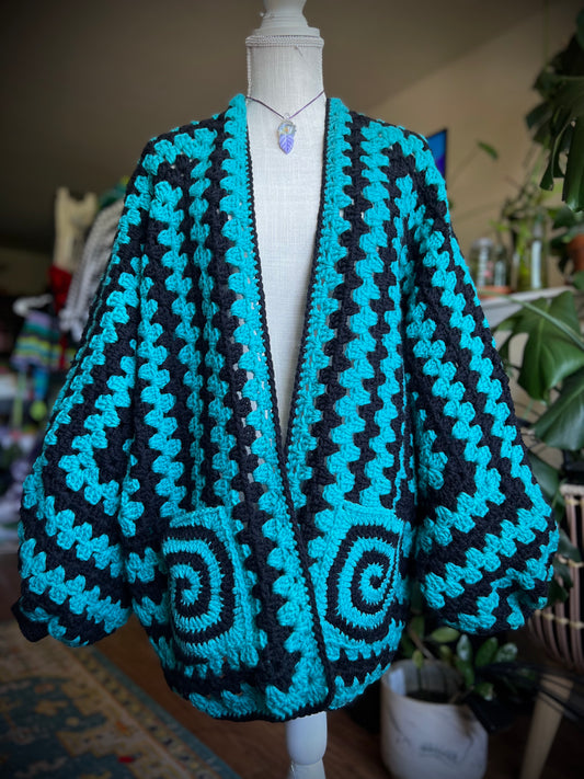 Teal Twirl Cardi