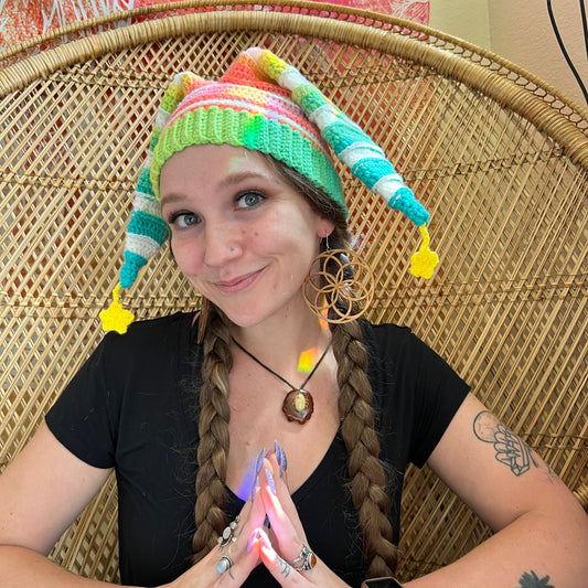 Rainbow jester hat